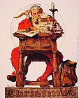 Norman Rockwell Famous Paintings - Christmas - Santa Reading Mail